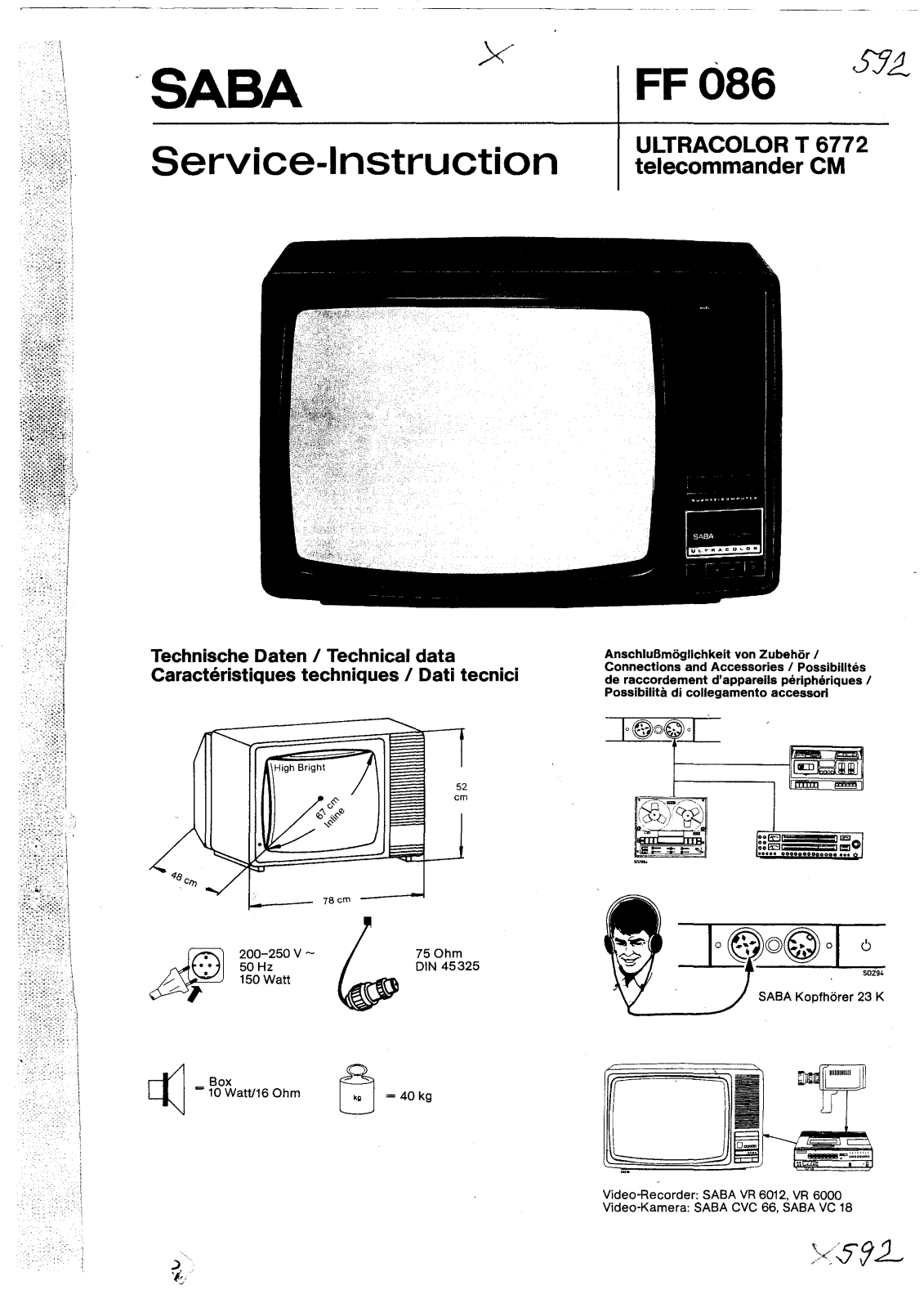 Saba T 6772, FF086 Service Manual