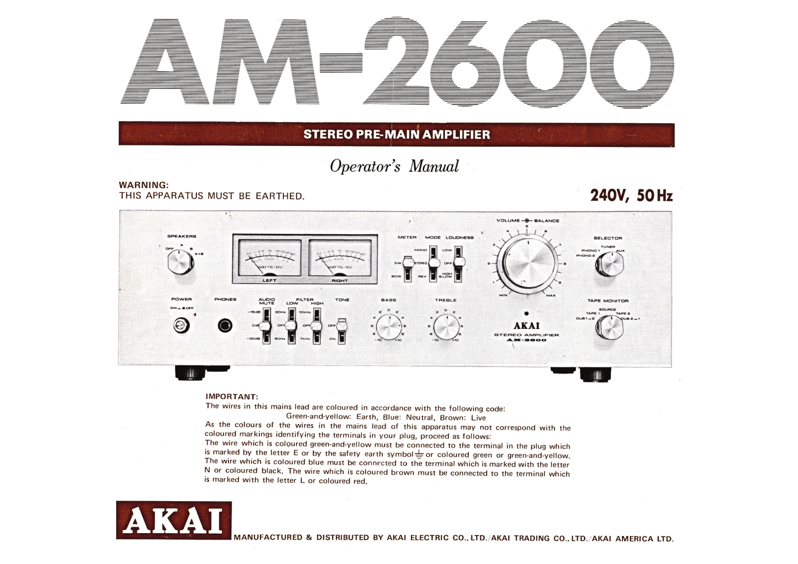 Akai AM-2600 Owners Manual
