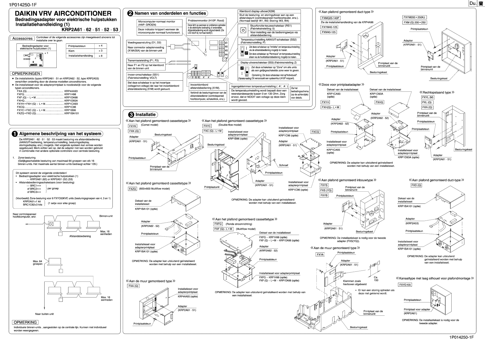 Daikin KRP2A52 Installation manuals