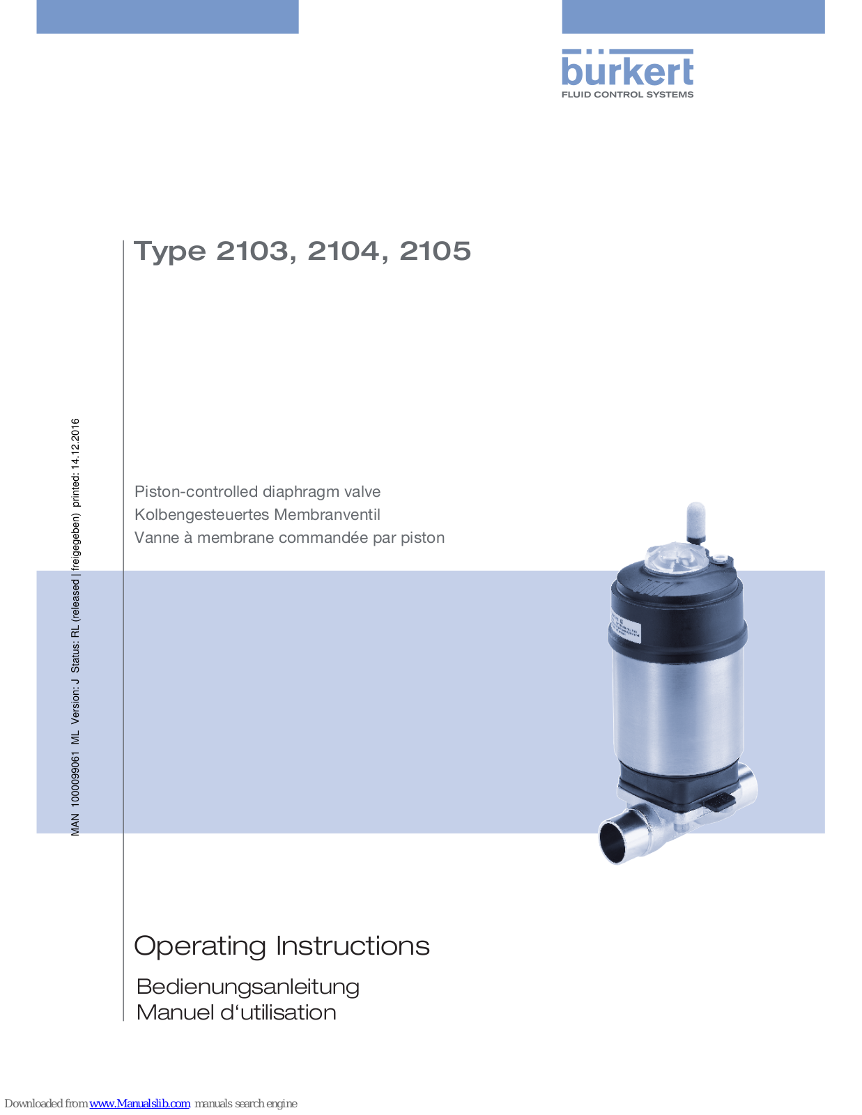 Burkert 2103, 2104, 2105 Operating Instructions Manual