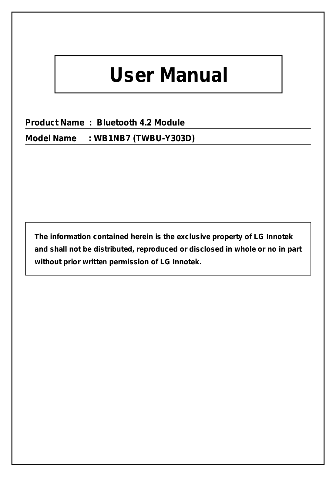 LG WB1NB7 User Manual