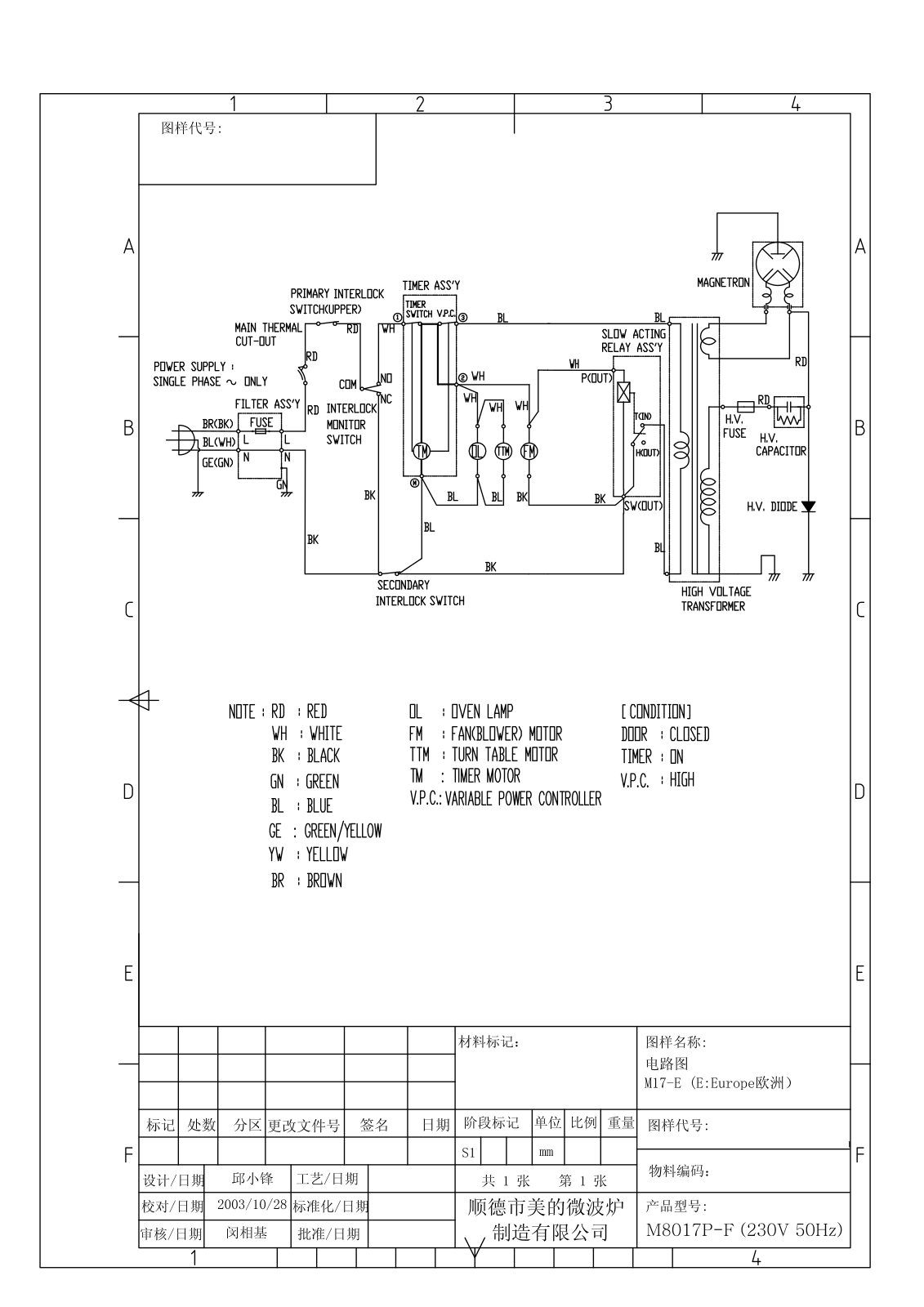 Vitek M8017P-F Circuit diagrams