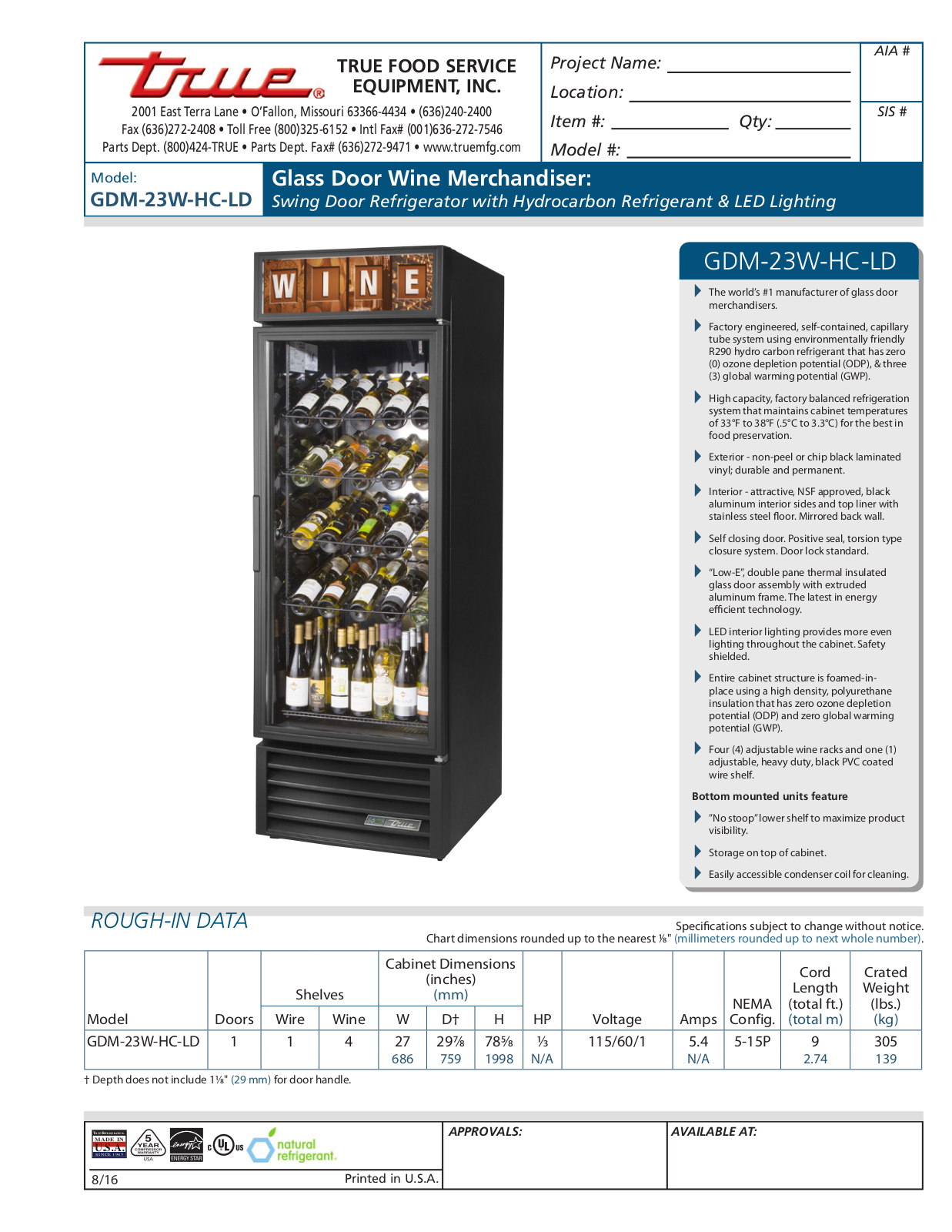 True GDM-23W-HC-LD User Manual