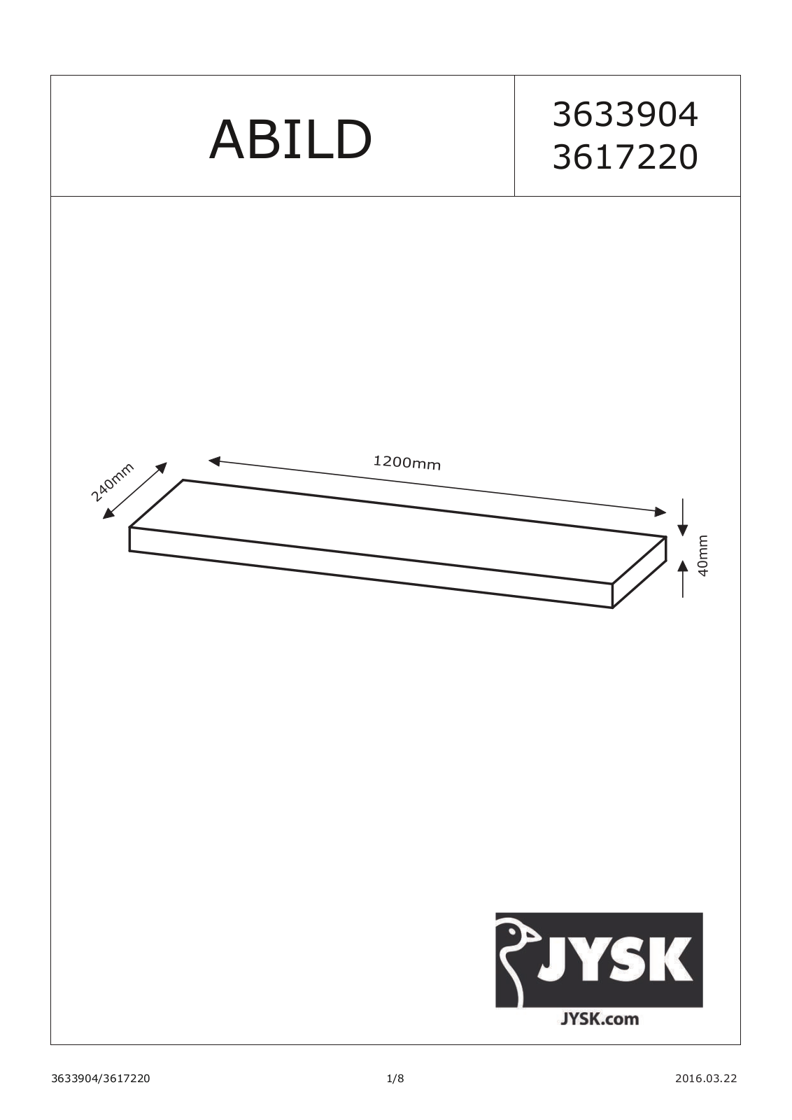 JYSK Abild User Manual