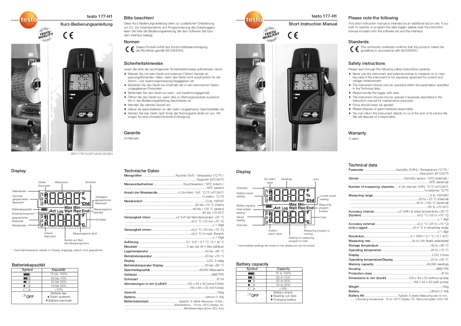 testo 177 User guide