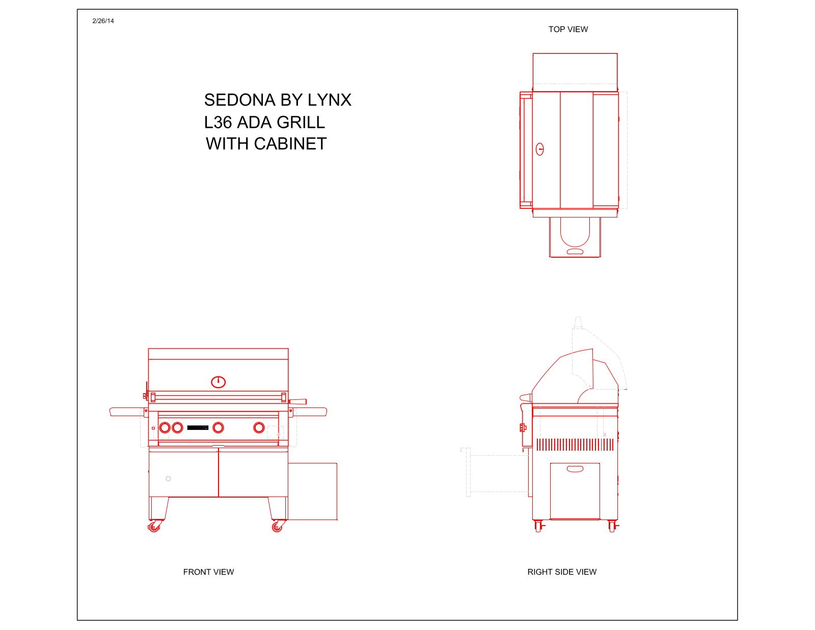 Lynx L600ADANG, L600ADALP, L600ADARLP Dimensions