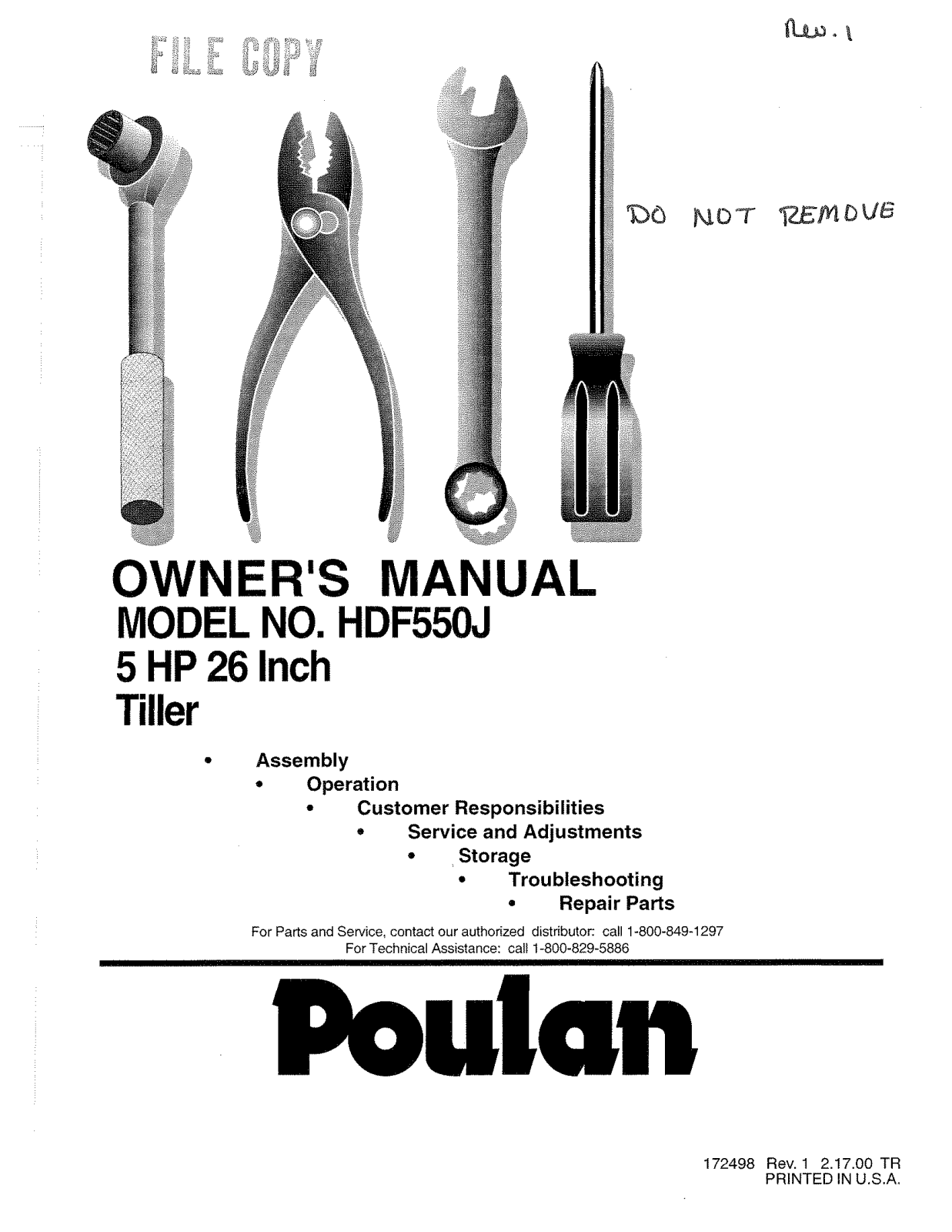 Poulan HDF550J User Manual