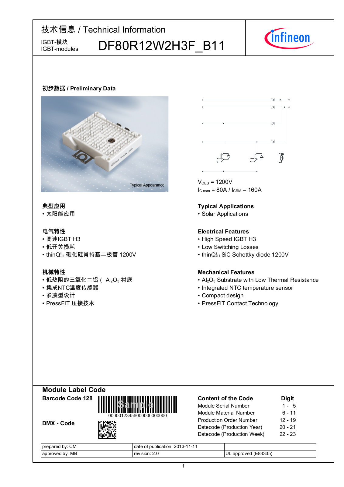 Infineon DF80R12W2H3F_B11 Data Sheet