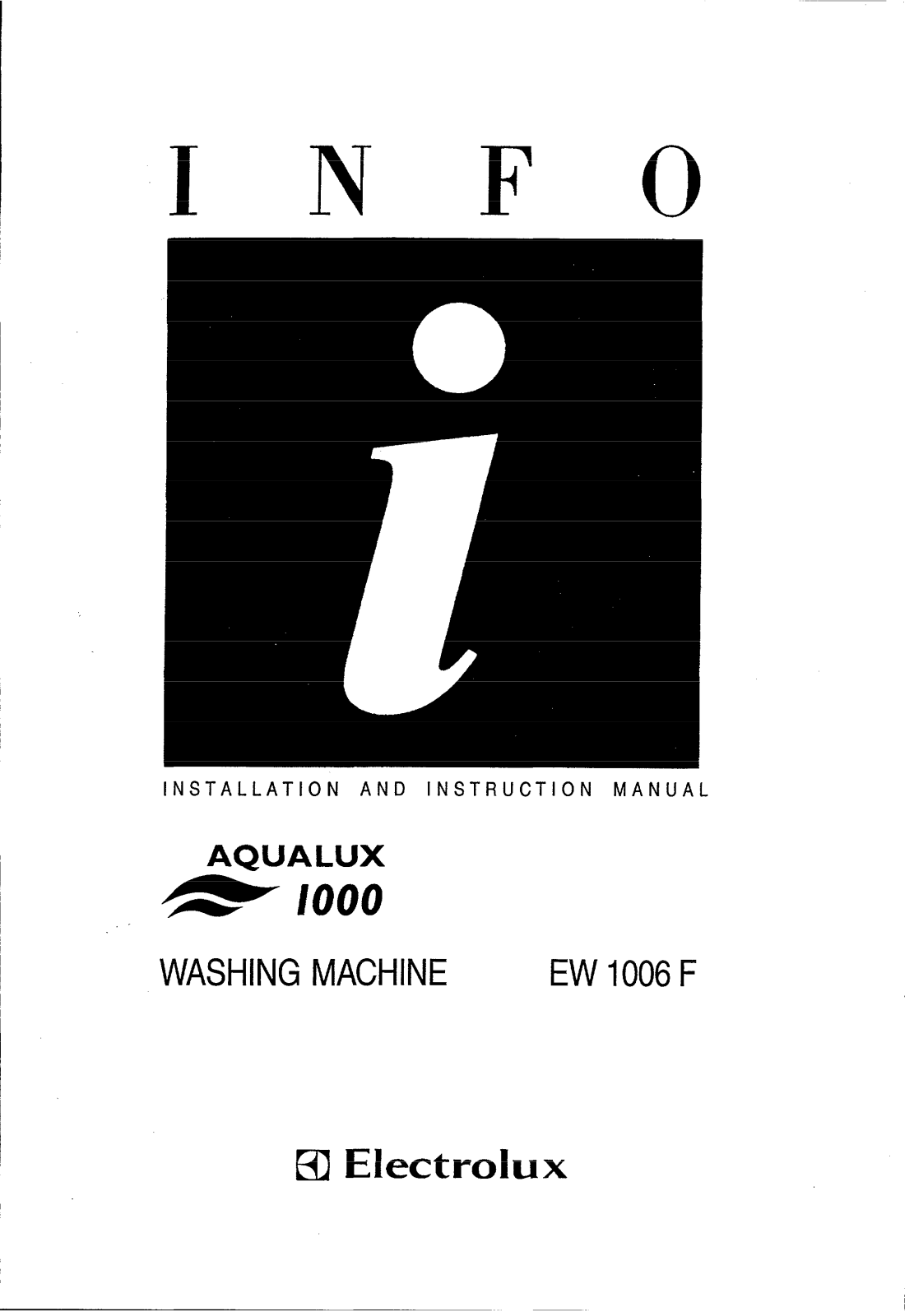 Electrolux EW1006F Instruction Manual