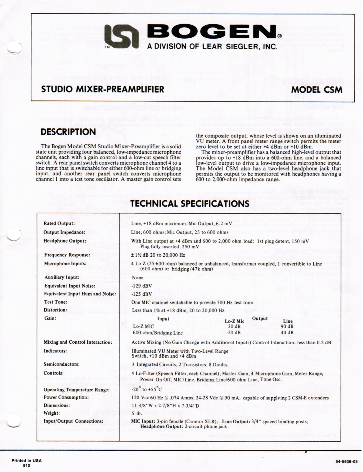 Bogen csm schematic