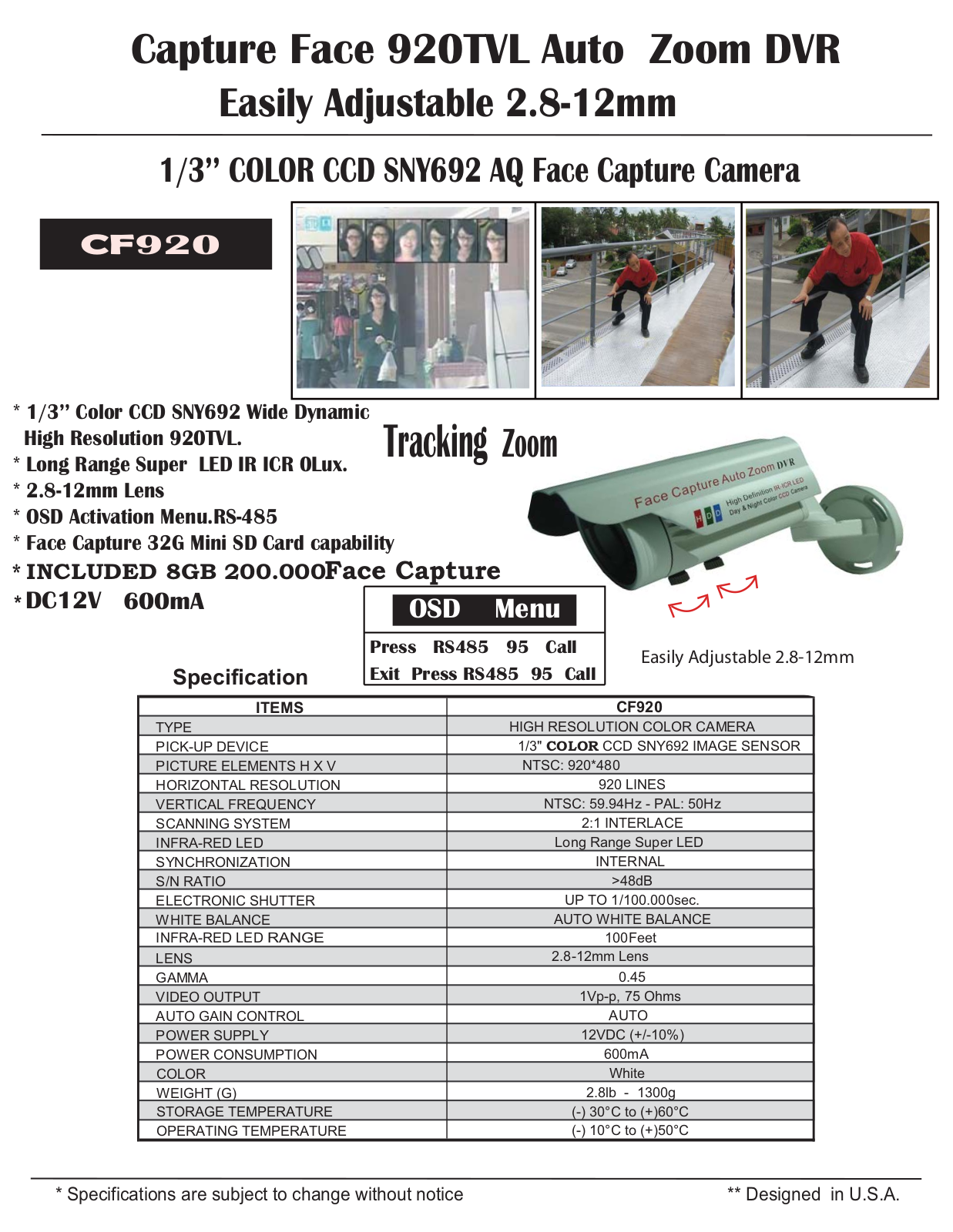 COP-USA CF920 Specsheet