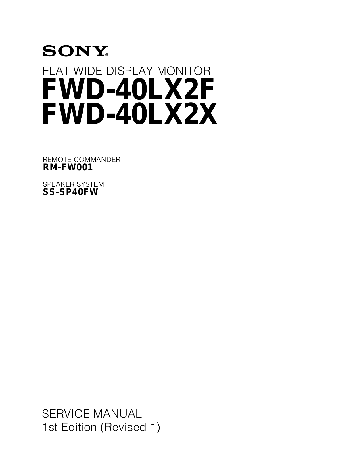 Sony FWD-40LX2F-X Schematic