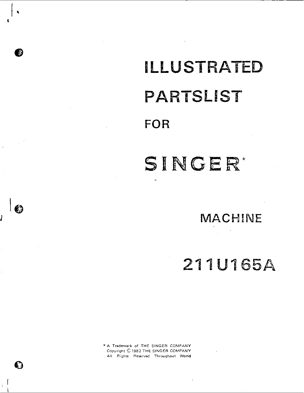 Singer 211U165A User Manual