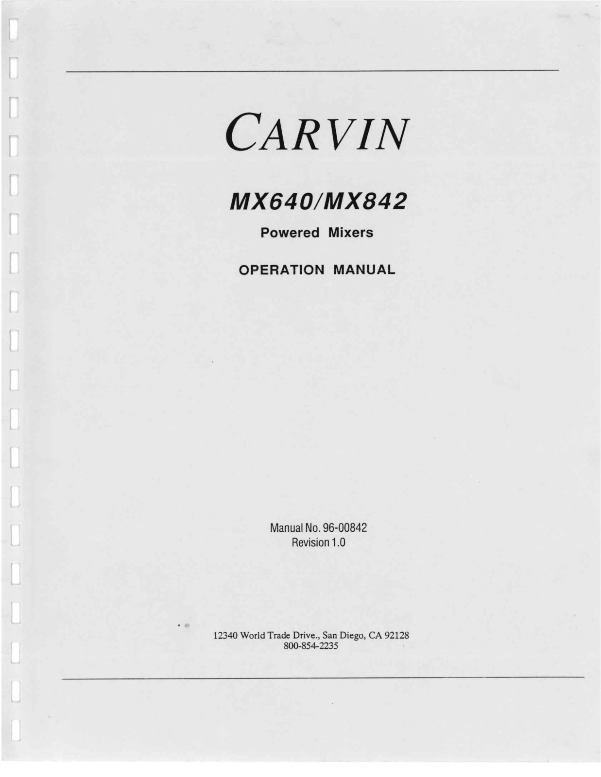 Carvin MX640, MX842 Owner's Manual