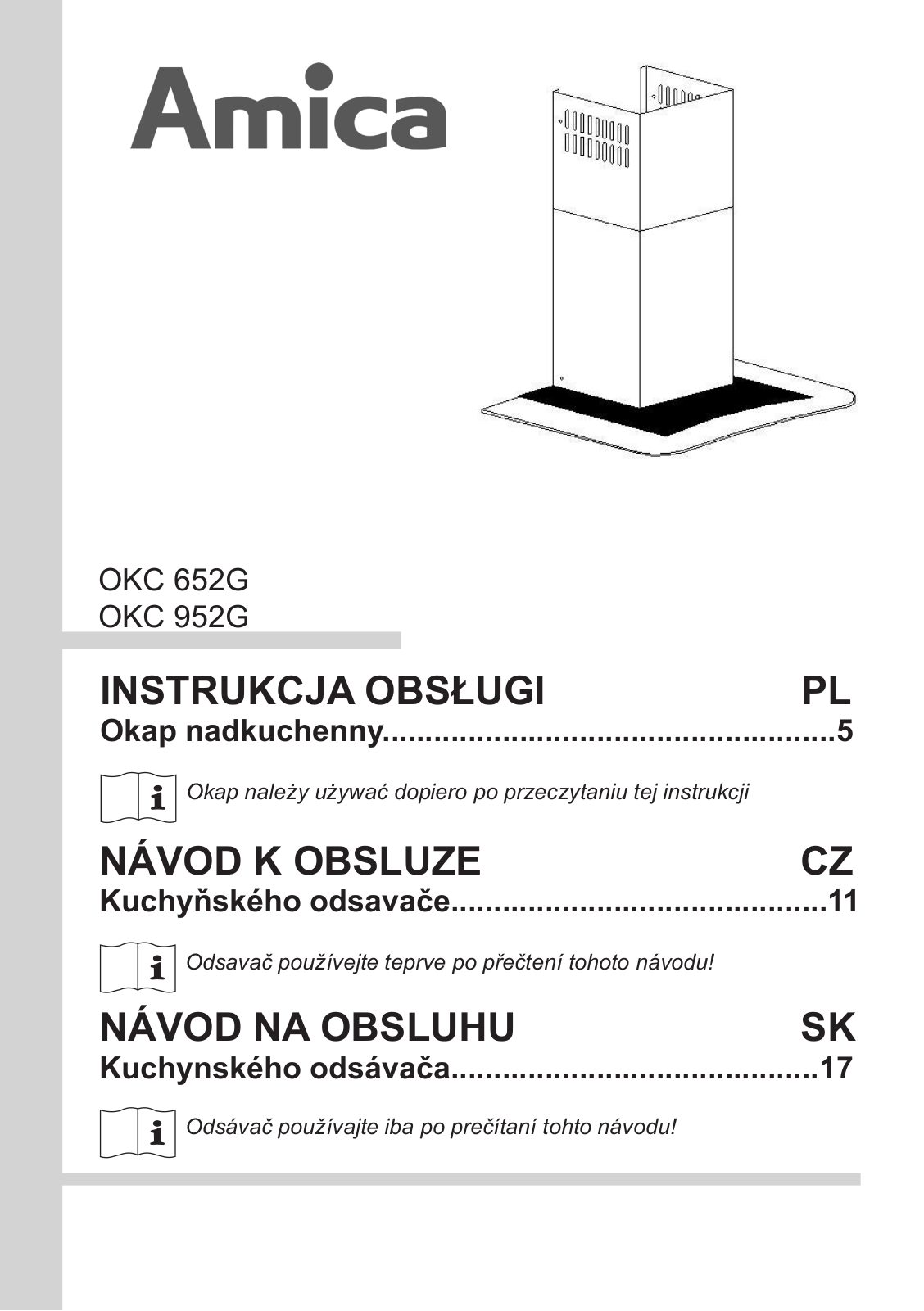 AMICA OKC 652G, OKC 952G User guide