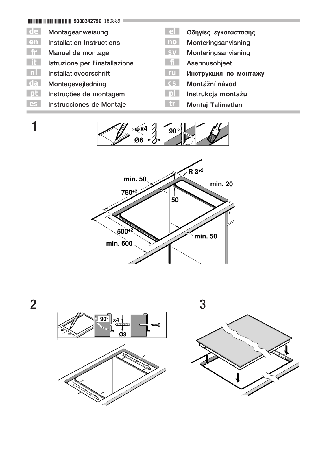 Constructa T12D80X0, ET875SC11C, PKC885N14D, ET885DC11D, PKC885N24D Installation instructions