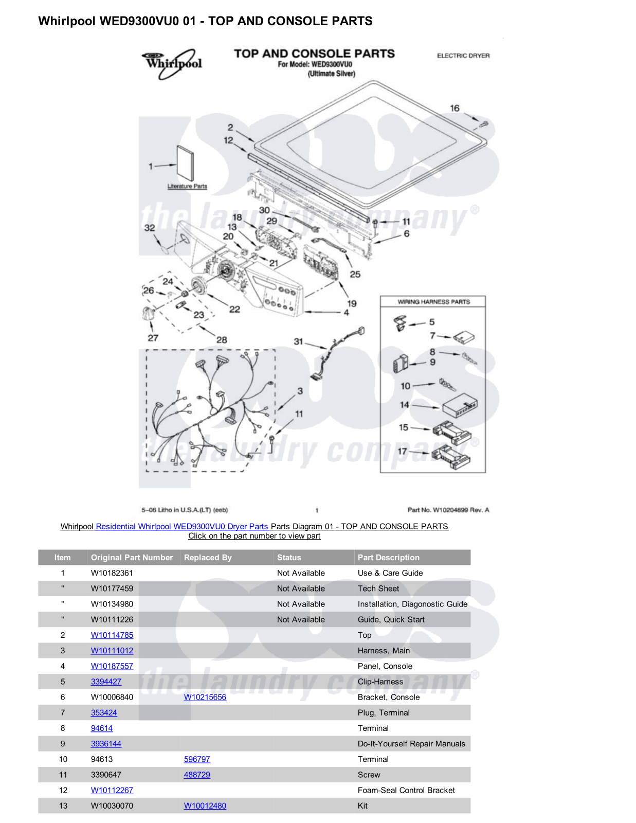 Whirlpool WED9300VU0 Parts Diagram