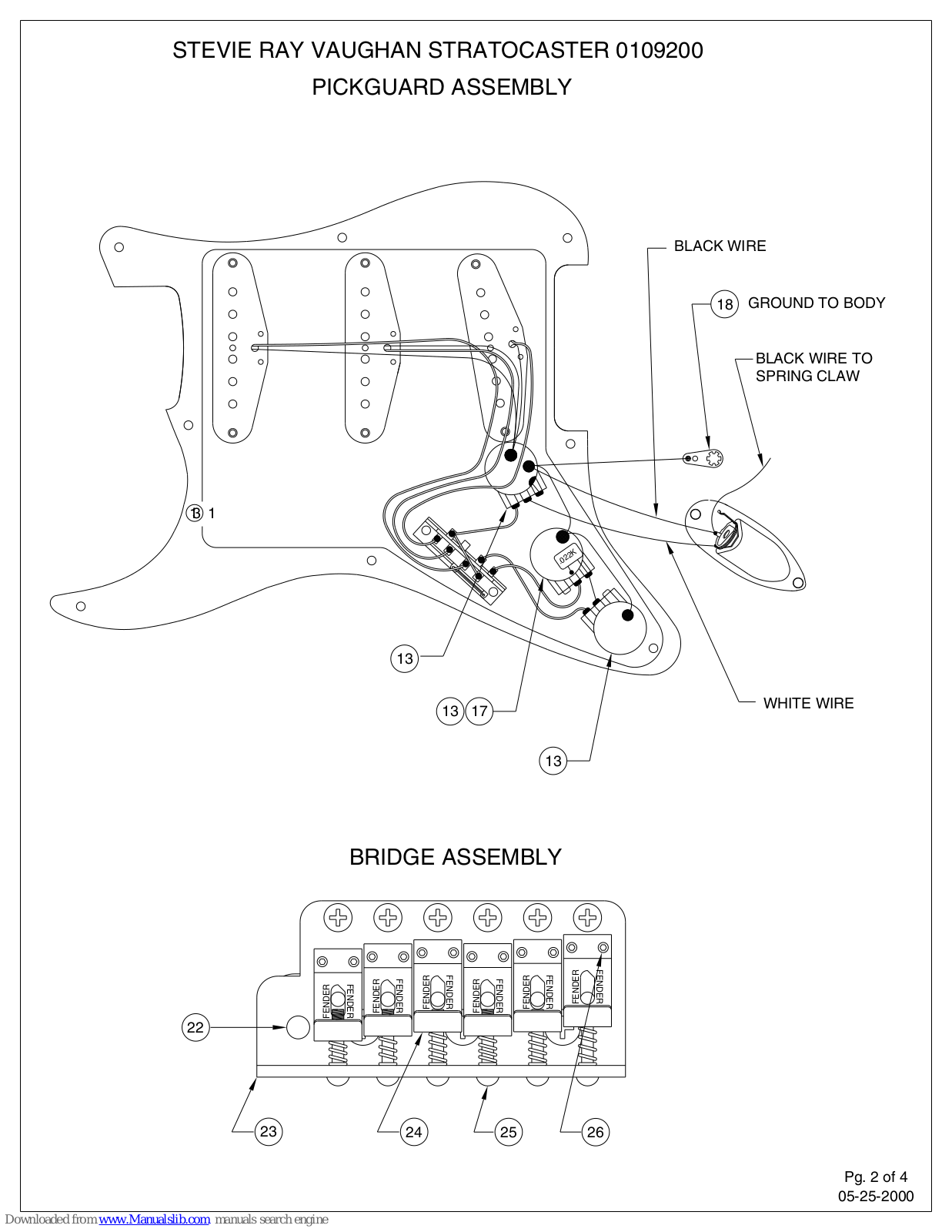 Fender Stevie Ray Vaughan, STEVIE RAY VAUGHAN STRATOCASTER Assembly