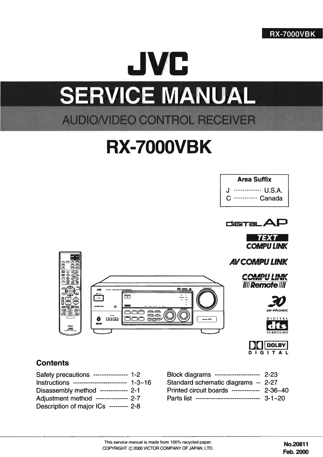 Jvc RX-7000-VBK Service Manual