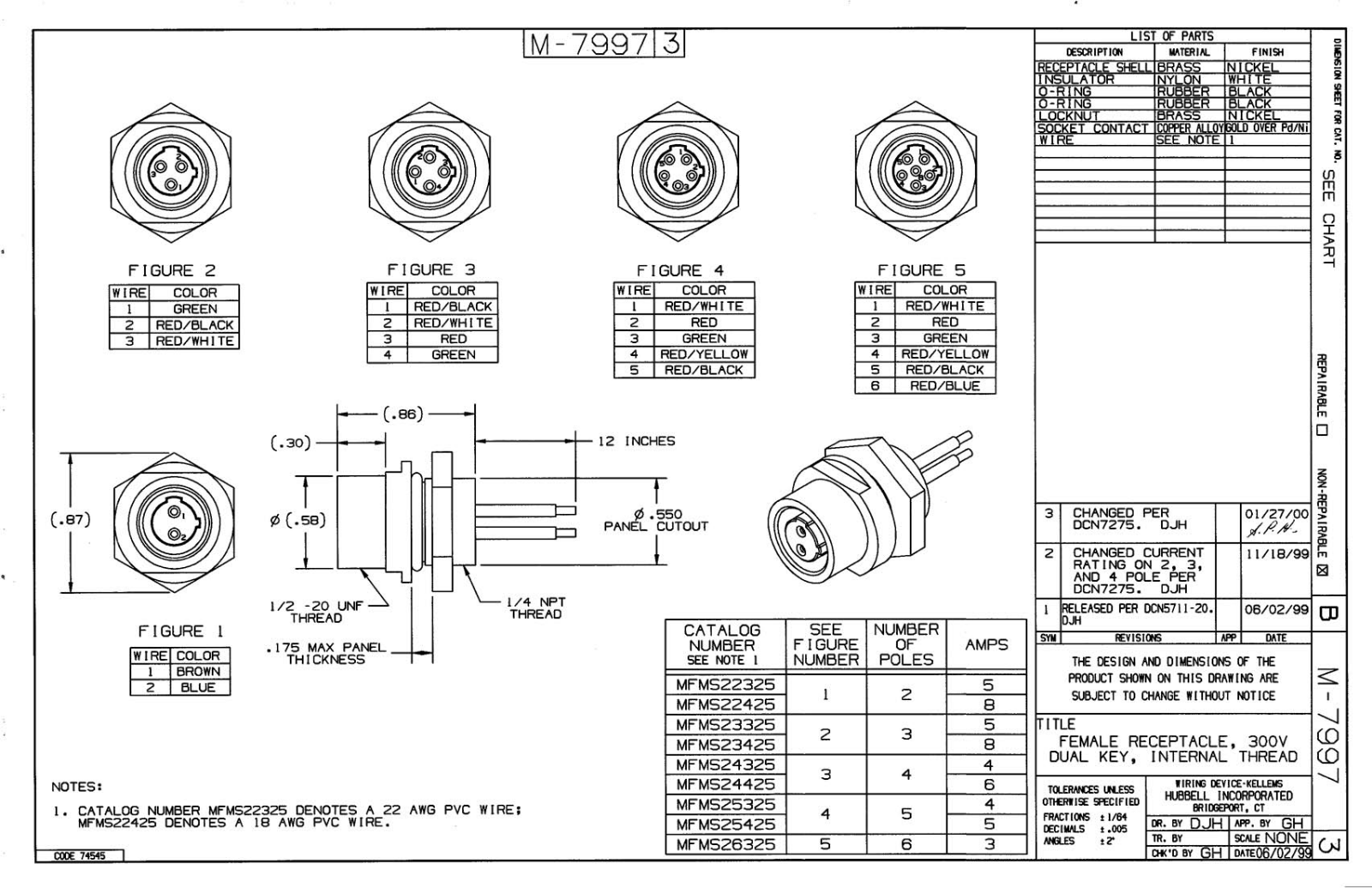 Hubbell MFMS22325 Reference Drawing