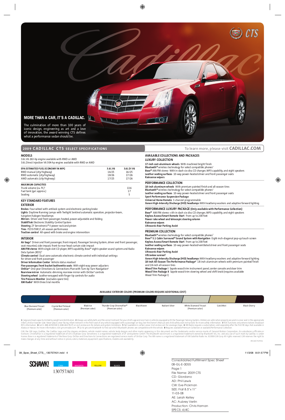 Cadillac 09CADCTSSPE01 User Manual