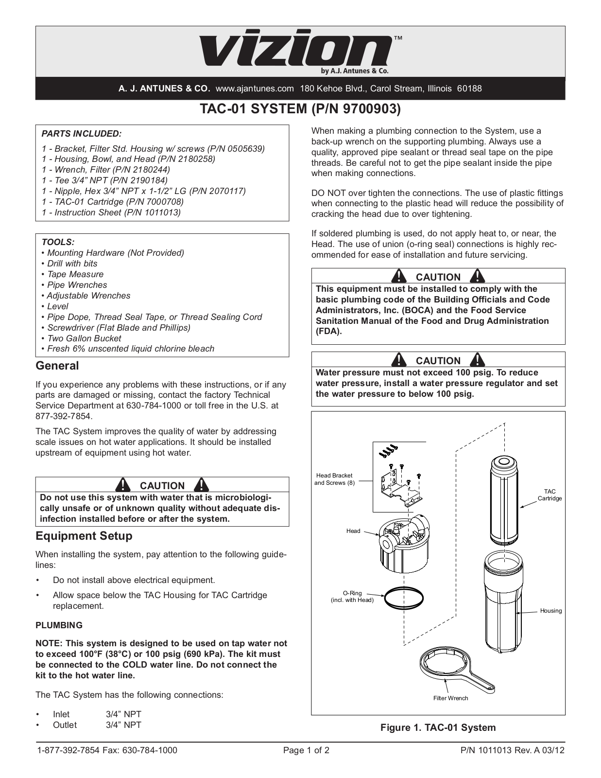 A.J. Antunes & Co TAC-01 9700903 User Manual