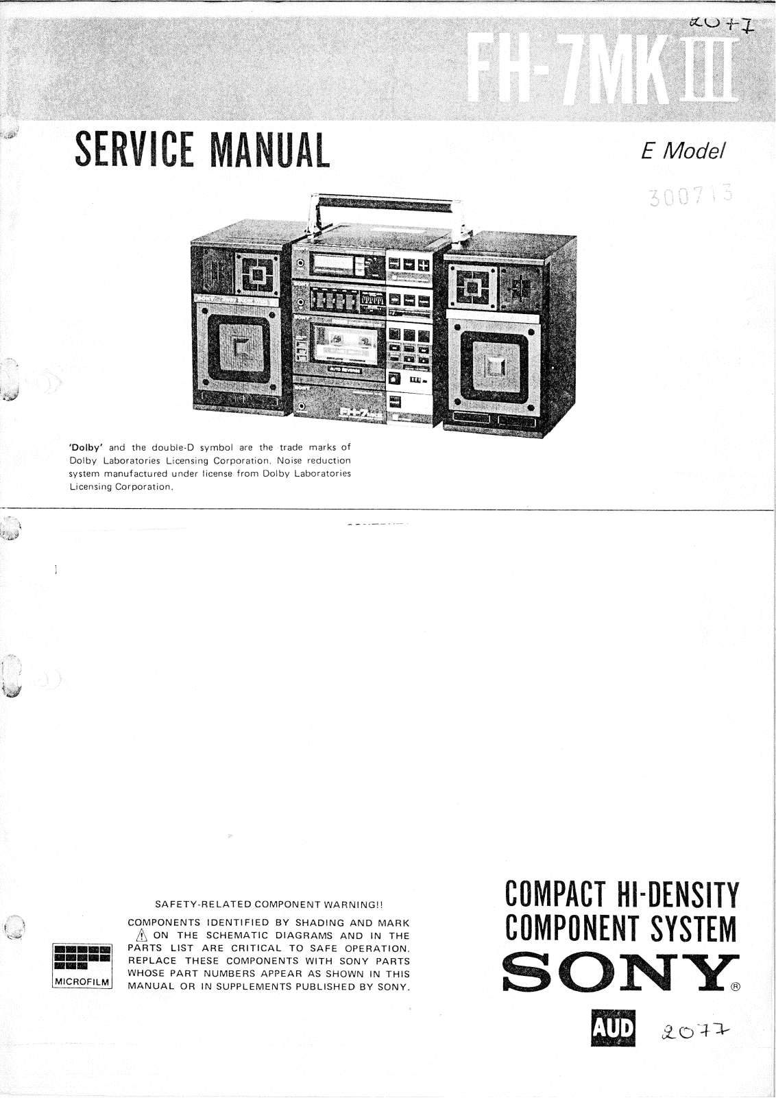 Sony FH-7 Mk2 Service manual