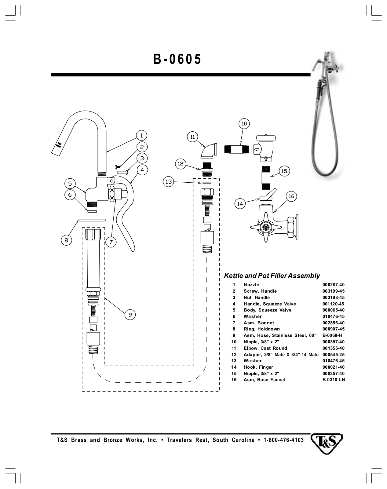 T & S Brass & Bronze Works B-0605 Part Manual