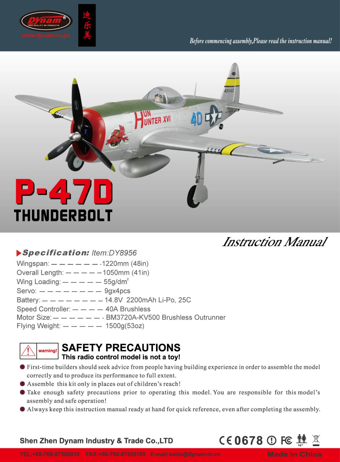 Dynam P-47D Thunderbolt V2 User guide - ManualMachine.com