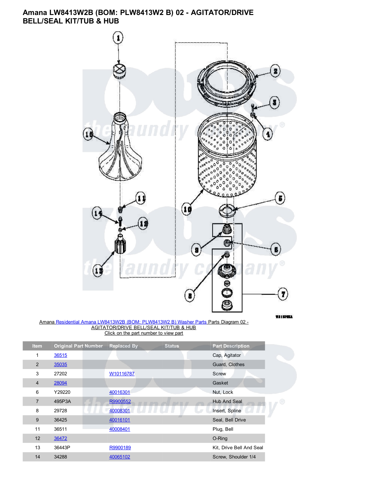 Amana LW8413W2B Parts Diagram