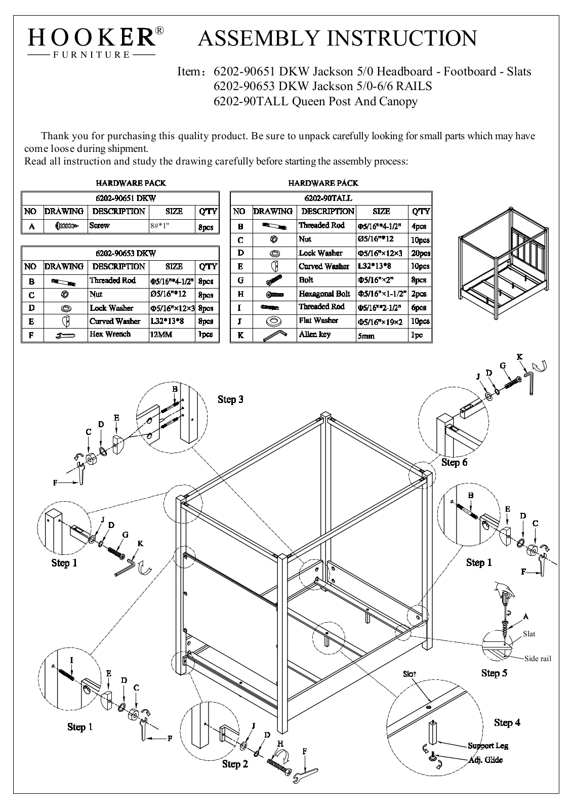 Hooker 6202-90650-TALL Assembly Instructions - ManualMachine.com