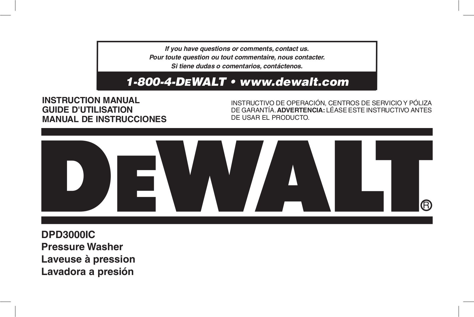 DeWalt N0003431, DPD3000IC User Manual