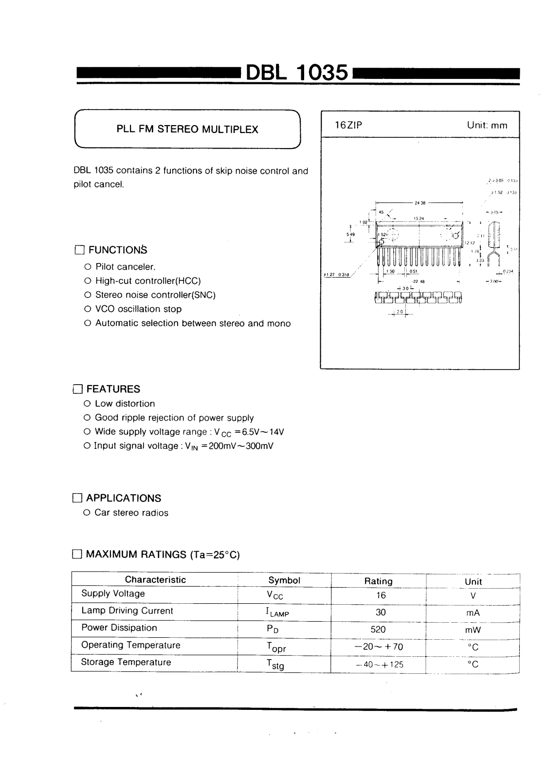 Daewoo Semiconductor DBL1035 Datasheet