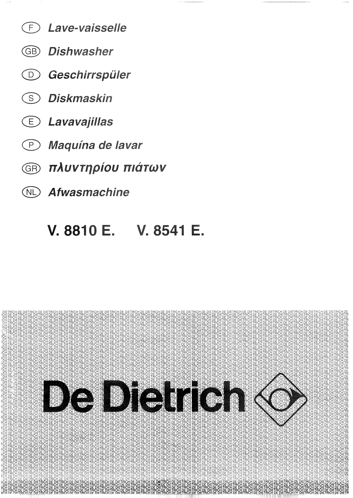 De dietrich VN8541E5, VW8541E5 User Manual