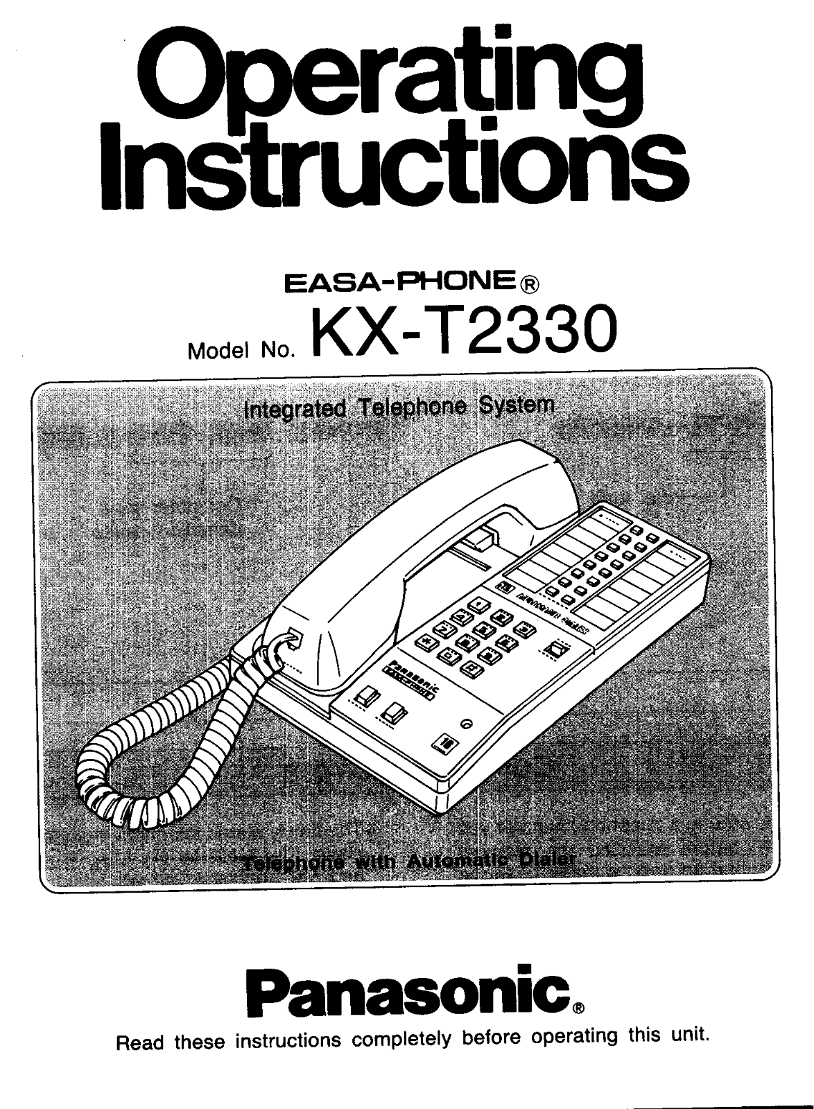 Panasonic kx-t2330 Operation Manual