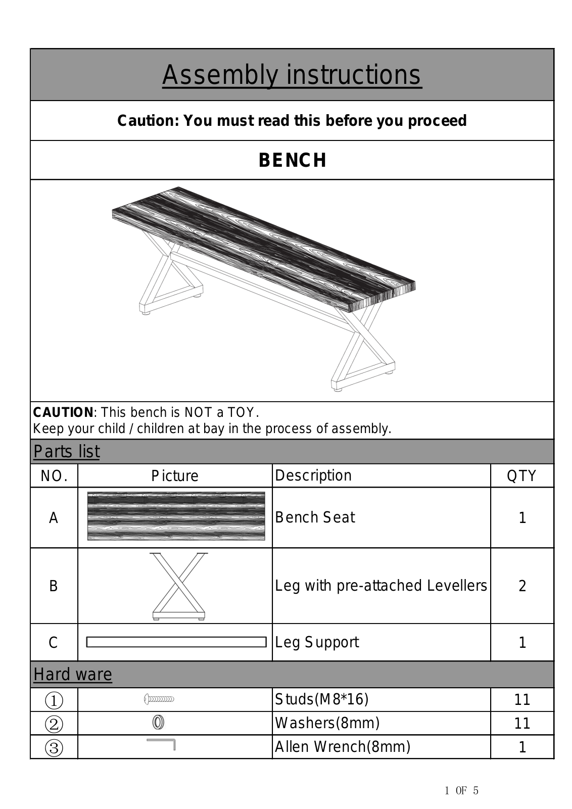 Brayden Studio BYST8151 Assembly Instructions - ManualMachine.com