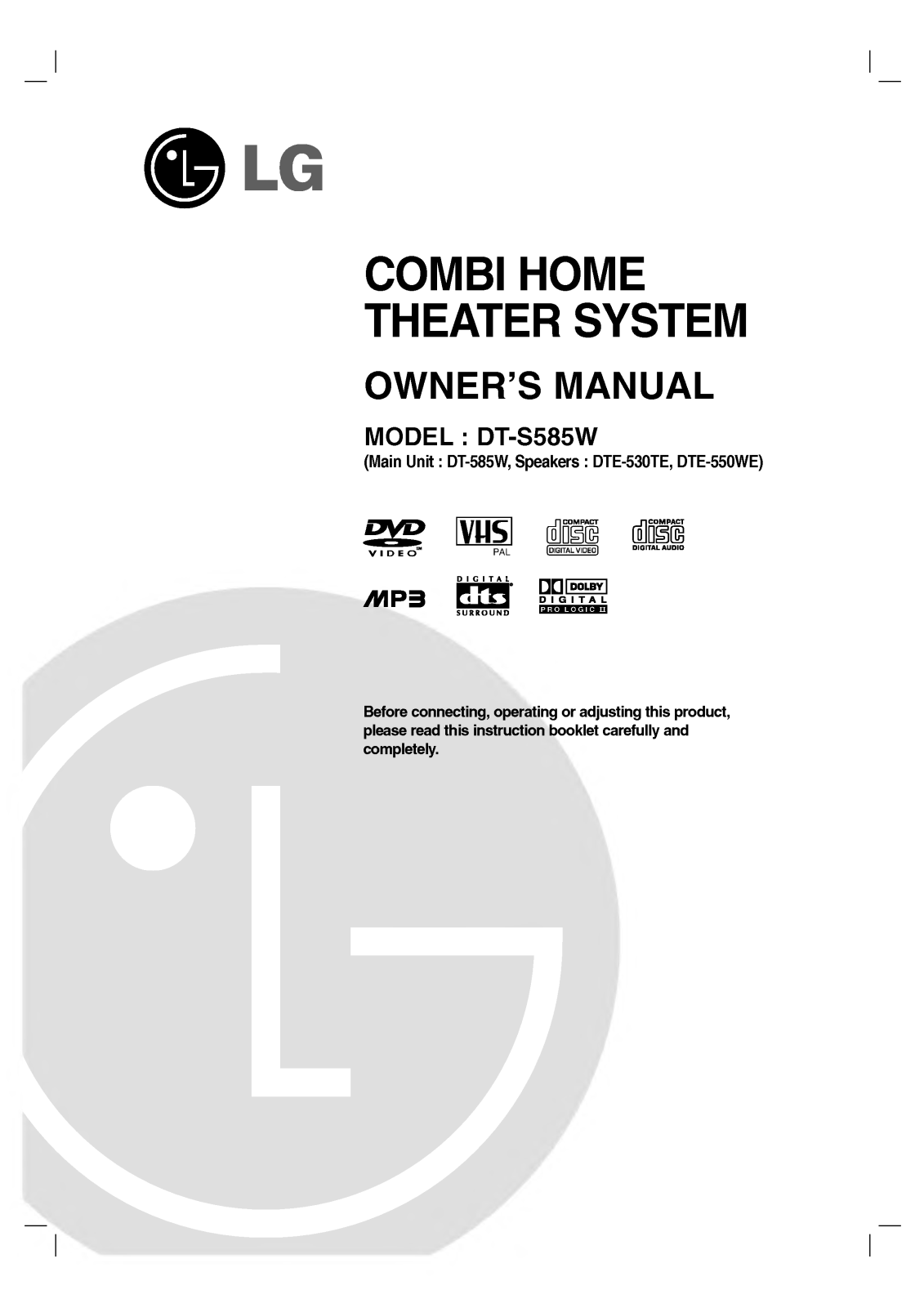 LG DT-585W User Manual