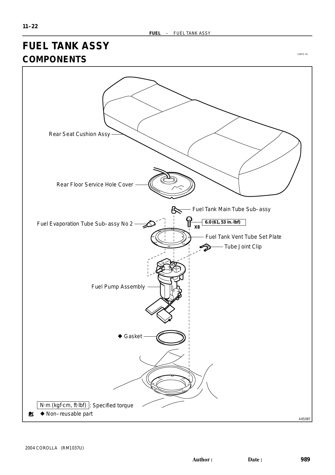 Toyota Corolla 2004 Repair Manual - FUEL TANK ASSY