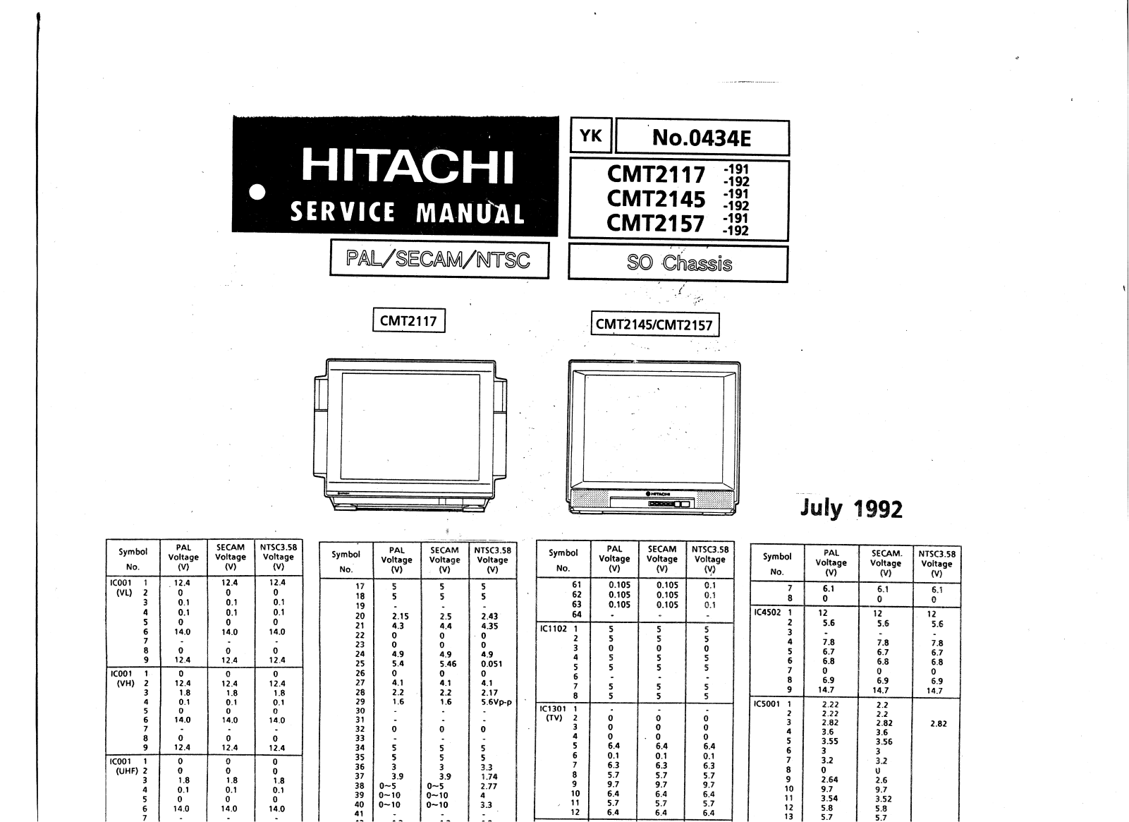 Hitachi CMT2157, CMT2145, CMT2117 Cirquit Diagram