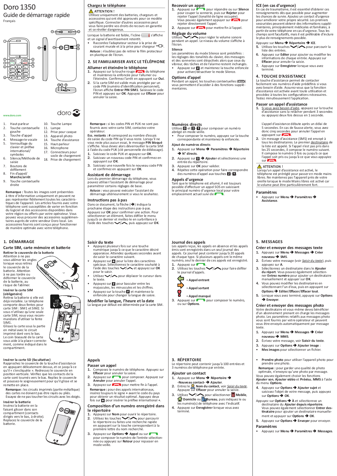 DORO 1350 Guide rapide