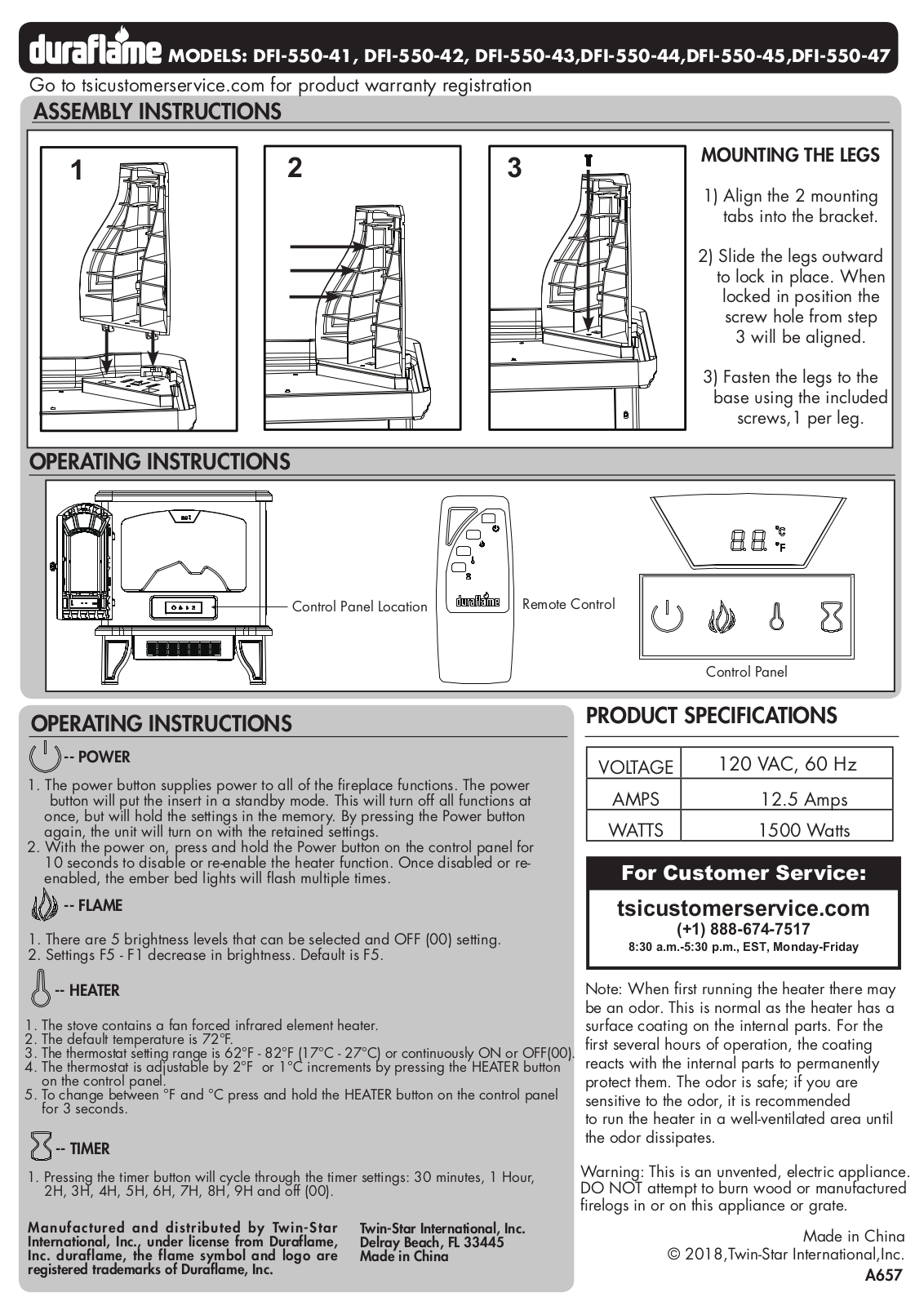 Duraflame DFI-550-43, DFI-550-42, DFI-550-44, DFI-550-45, DFI-550-41 User Manual