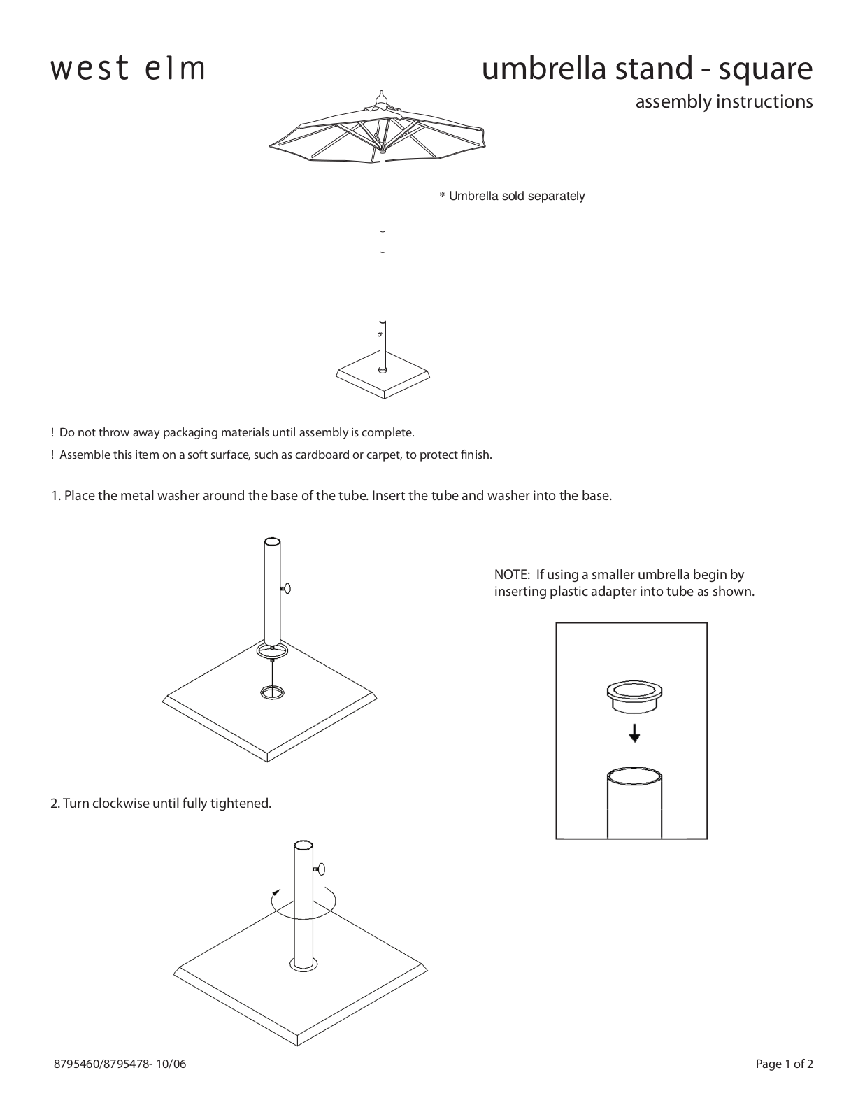 West Elm Umbrella Stand - Square Assembly Instruction