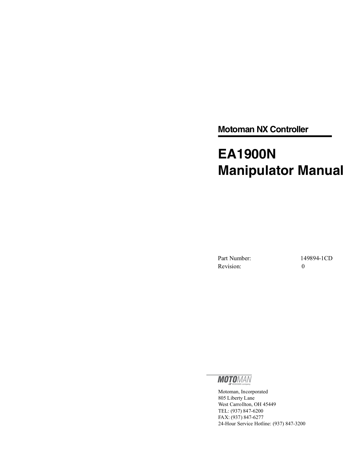 Motoman EA1900N User Manual