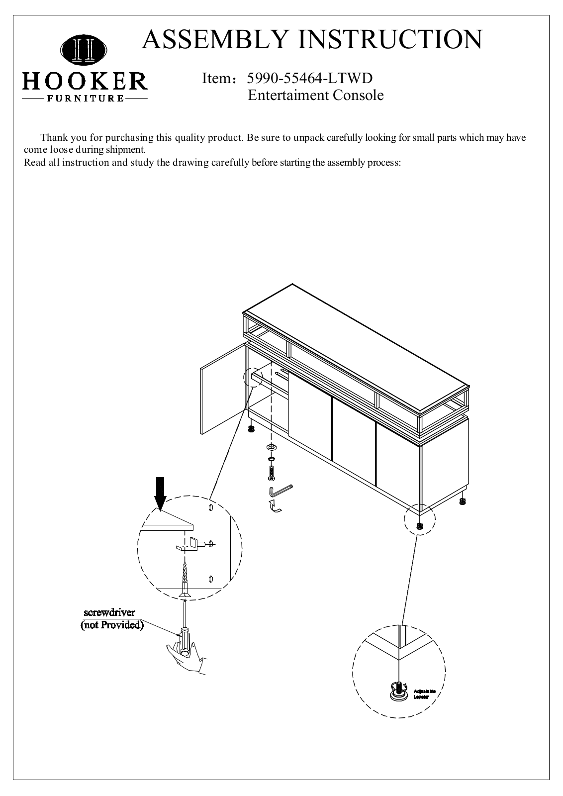 Hooker 5990-55464-LTWD Assembly Instructions