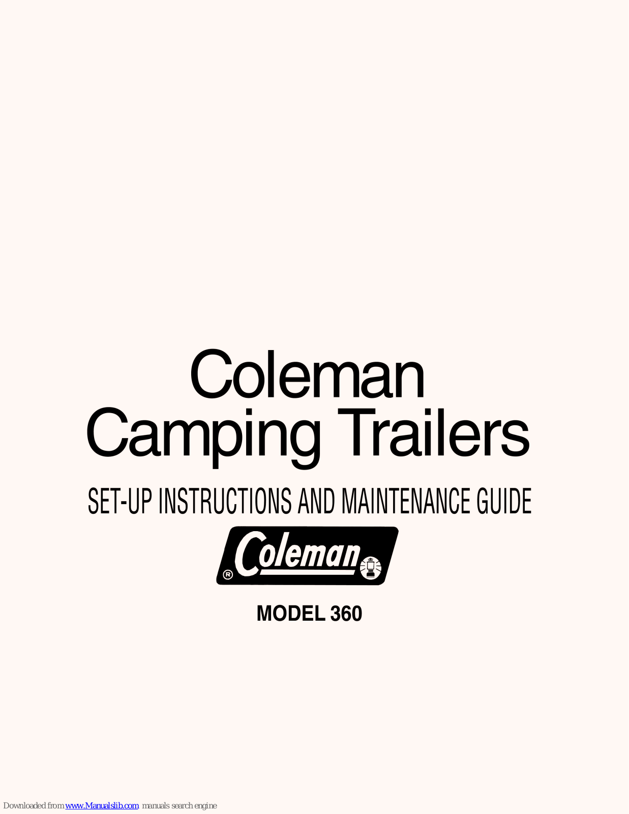 Coleman 360 Set-up Instructions And Maintenance Manual