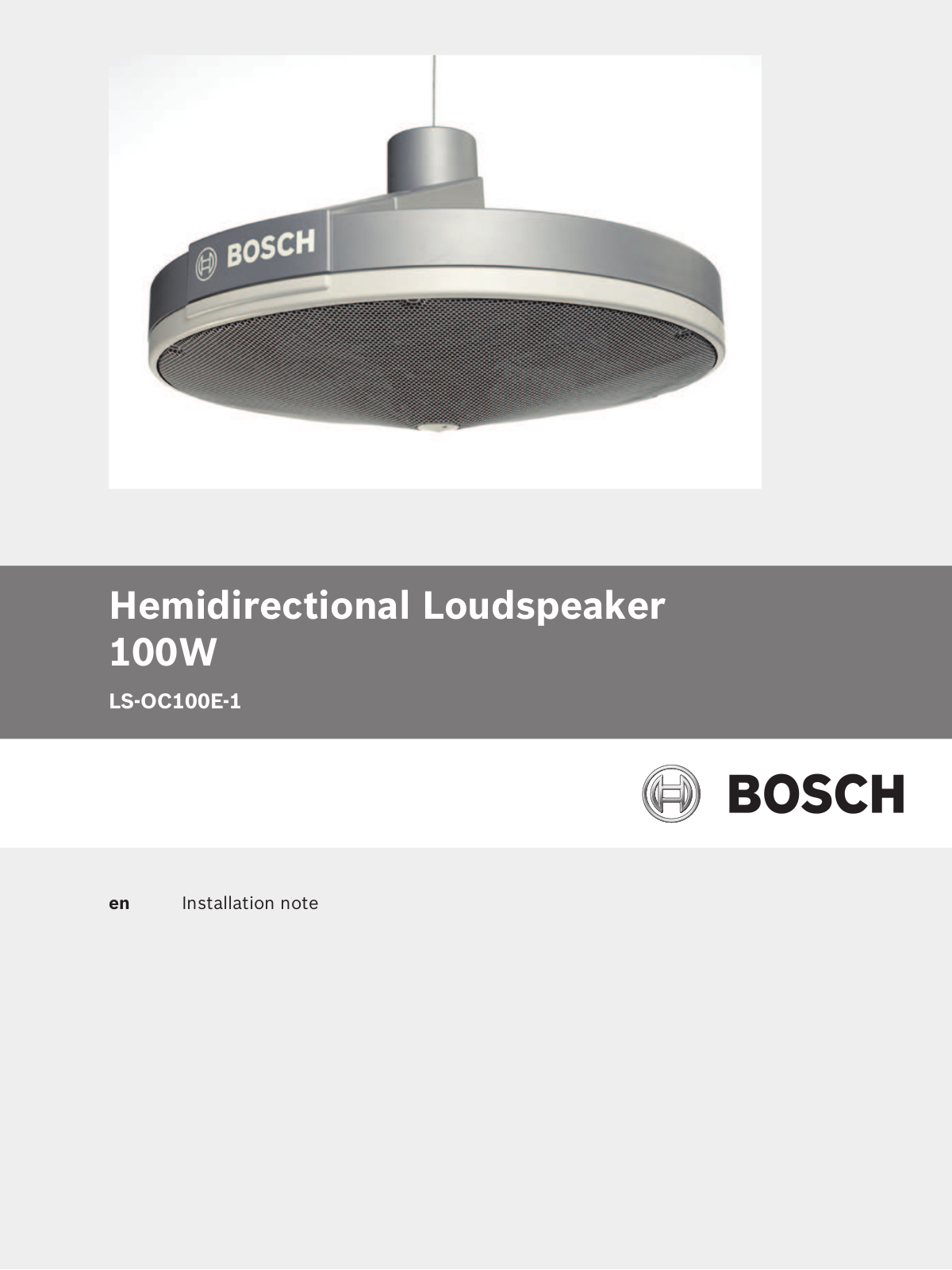 Bosch LS1-OC100E-1 Installation Manual