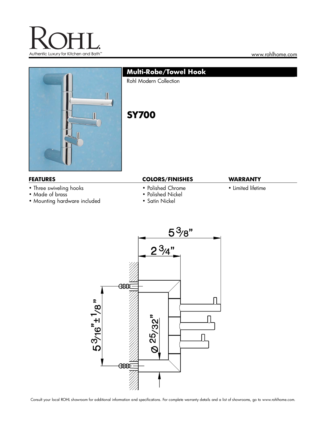 Rohl SY700APC User Manual