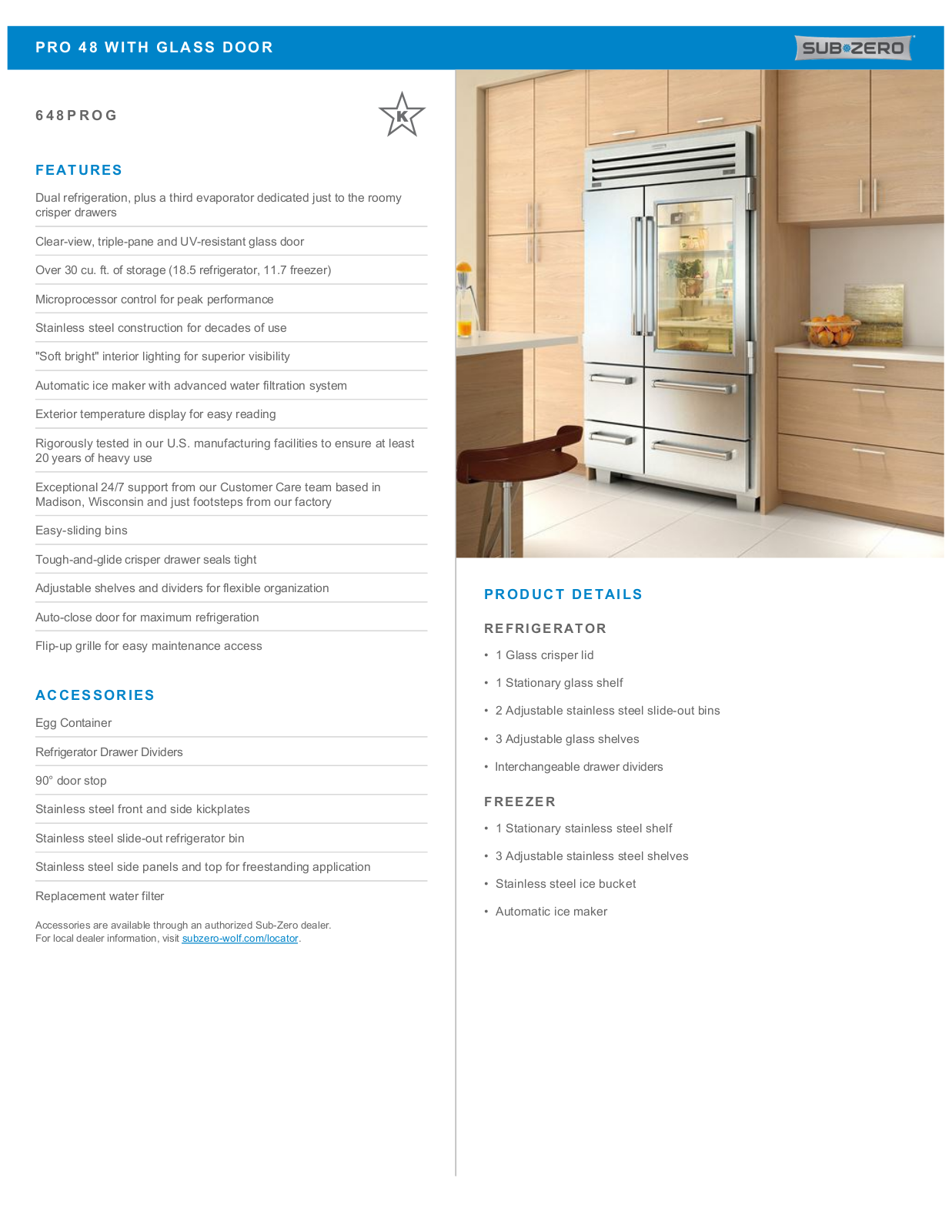 Sub-Zero 648PROG Specification Sheet