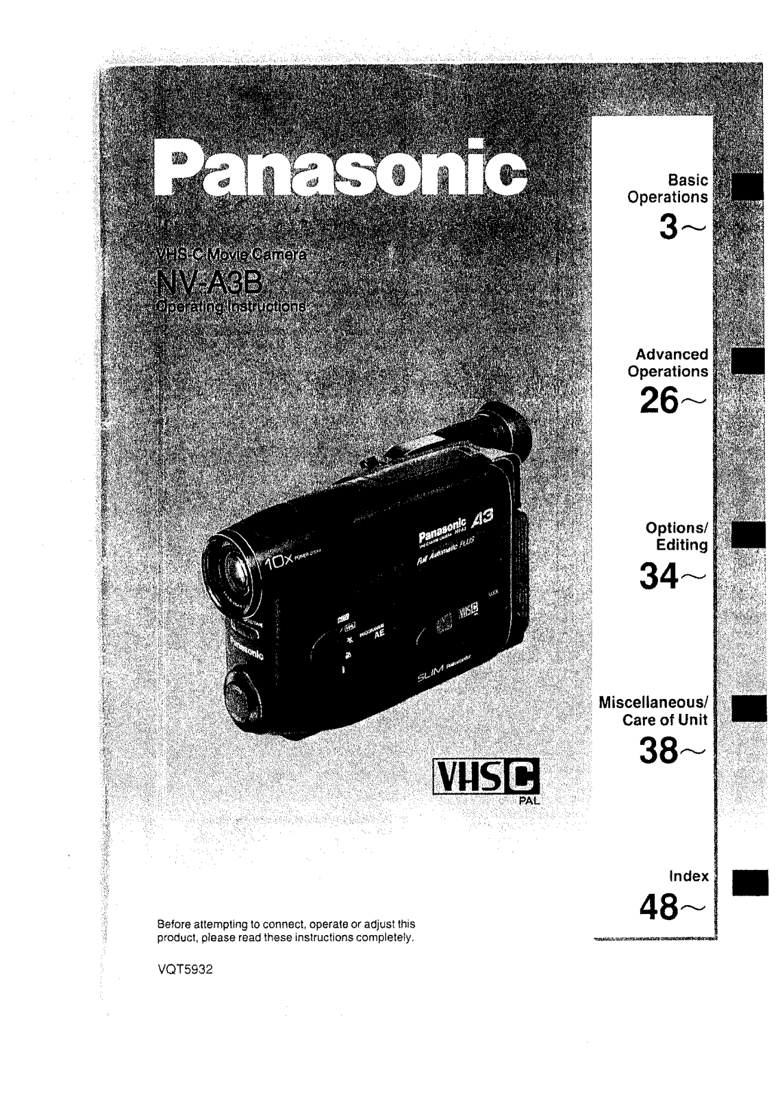 Panasonic NV-A3B User Manual