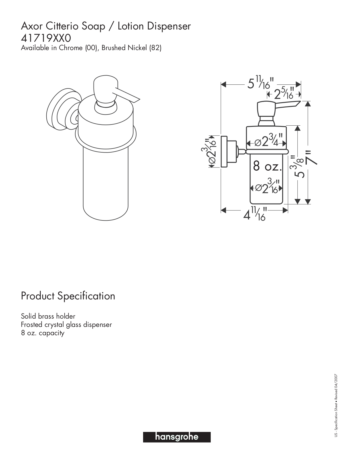 Hans Grohe 41719XX0 User Manual